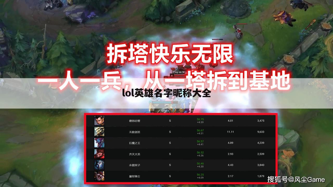 lol英雄名字昵称大全