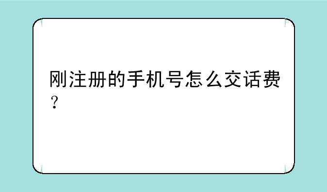 刚注册的手机号怎么交话费？