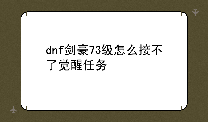 dnf剑豪73级怎么接不了觉醒任务