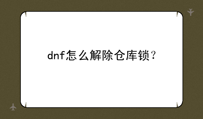 dnf怎么解除仓库锁？