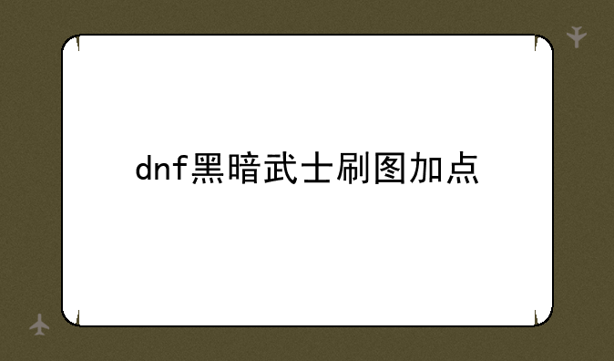 dnf黑暗武士刷图加点