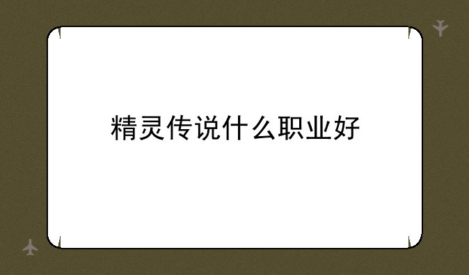 精灵传说什么职业好