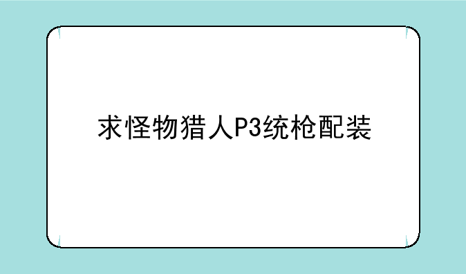 求怪物猎人P3统枪配装