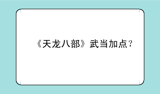 《天龙八部》武当加点？