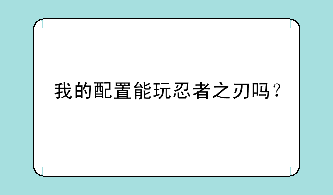 我的配置能玩忍者之刃吗？