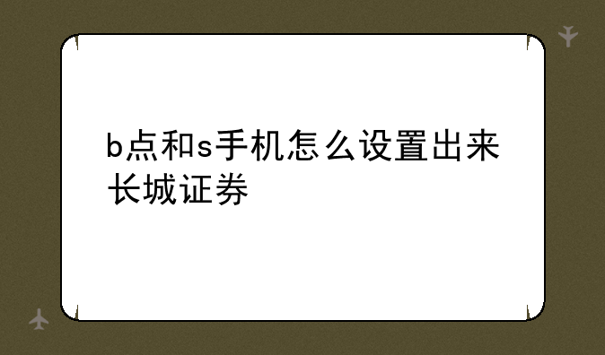 b点和s手机怎么设置出来长城证券