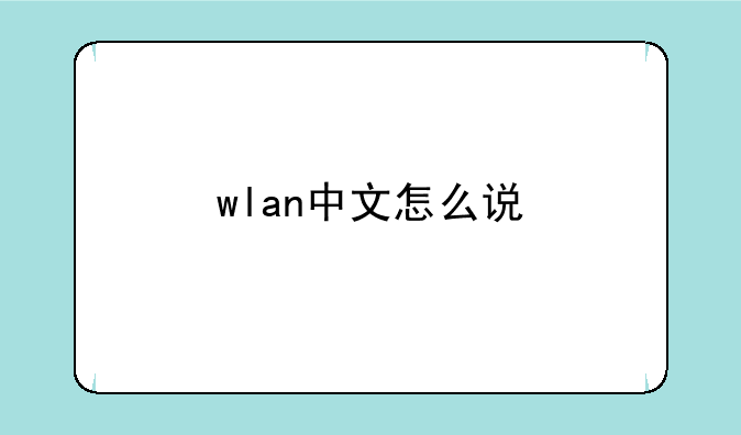 wlan中文怎么说