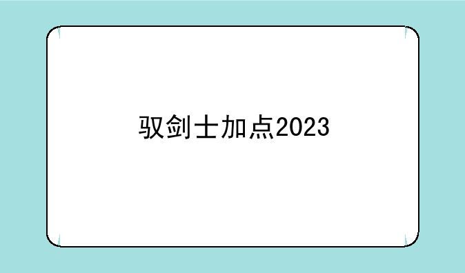 驭剑士加点2023